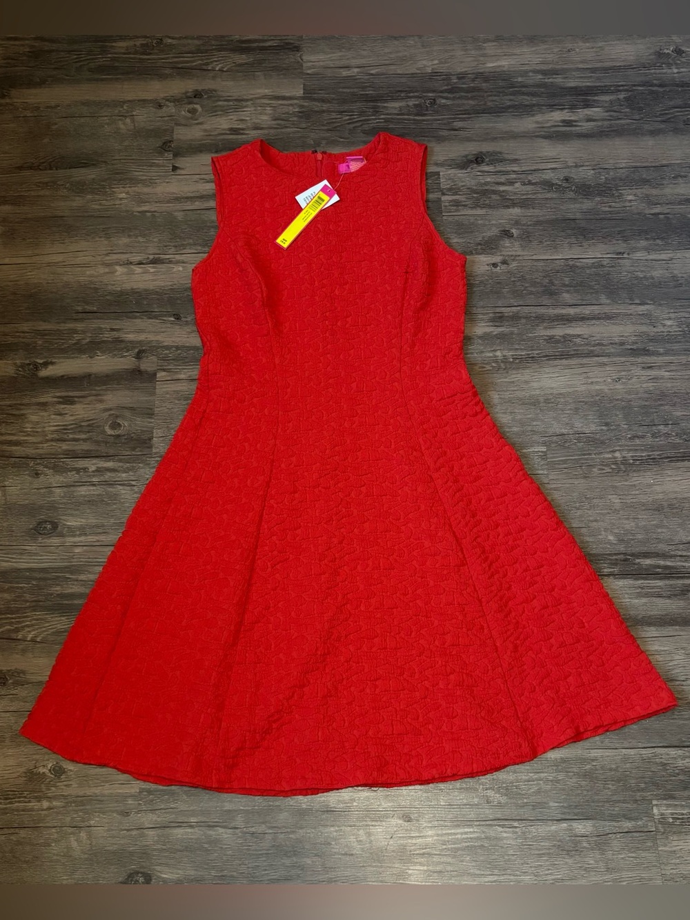 Catherine Malandrino Red Textured Sleeveless Fit-and-Flare Dress